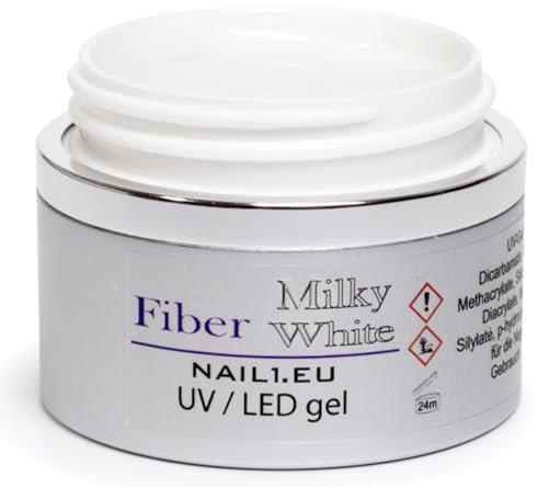 UV/LED 1-Phasen-Gel FIBER Milky White 15ml, Babyboomer, Weiß milchig, LED-Gel Einphasengel Allroundgel Fiberglassgel
