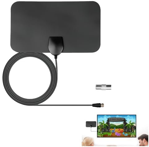 Indoor TV Aerial Antenna, 50+ Miles TV Aerial Newest 4K Digital HDTV DTMB Freeview Indoor, 0.8mm Ultra Thin Booster with 300CM Coax Cable 360°Reception Crystal Clear Picture Sound for Local Channels