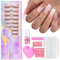 Falsche Nägel Tips Set - 150Stk Press on Nails French Medium Almond, Weiß Rosa Gradient Design Tips für Nägel Full Cover Acryl Künstliche Fingernägel für Frauen & Mädchen (Rosa Quadrat, 150x)