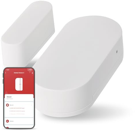 EMOS GoSmart - Sensor de Puerta inalámbrico magnético Zigbee, Sensor de Ventana domótico, IP20 para Interiores, Incluye Cinta Adhesiva y batería
