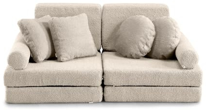 Gutekissen® Kindersofa Ausklappbar - Montessori Spiel- und Ruhesofa für das Kinderzimmer - Multifunktionales Sofa für Kinder (Beige)