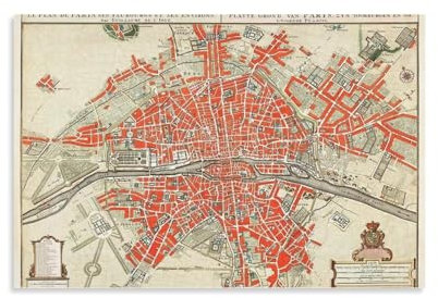 Poster mit Paris-Karte im Vintage-Stil, Gemälde auf Leinwand, Wandkunst, Poster, Rollbild, Wanddekoration, Heimposter, 40 x 60 cm