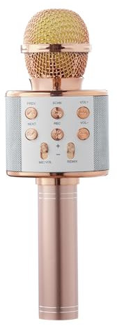 Warmiehomy Kids Microphone Portable Karaoke Birthday Gifts for 4 5 6 Year Old Girl Bluetooth Microphone Toy Home KTV Singing for Age 3-12 Children Presents, Rose Gold