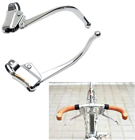 1 Paar Fahrradbremshebel City Retro Road Lenker Gebogene Bar Bremshebel Festes Getriebe Fahrradbremsgriff Teil (Silber)