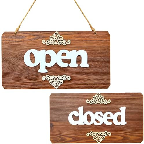 MZSX Cartello bifacciale aperto e chiuso, cartello bifacciale aperto per finestra o porta, cartello chiuso in legno in stile vintage, per negozio porta pareti finestra negozio bar hotel decorazione