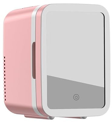 Mini Nevera para Dormitorio, Nevera Skincare con Espejo LED, Nevera Pequeña de 4 l Portátil, Refrigerador de Belleza con Modo Frío/Calor y Estantes Extraíbles para Refresco Cosmético