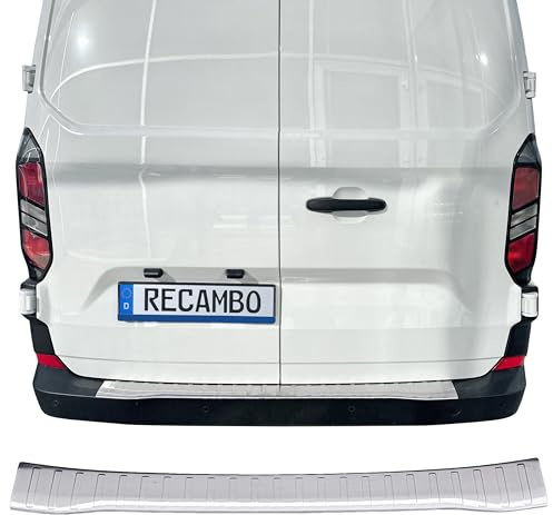 RECAMBO Edelstahl Ladekantenschutz - passend für Ford Transit Custom | BJ ab 2023 - gebürstete Schutzleiste für die Stoßstange mit strukturierter Oberfläche & Klebemontage
