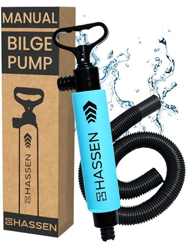 Manual Bilge Pump for Boats & Kayaks - Marine Safety, Emergency Equipment | Portable Water Removal Tool for Outdoors & Home Use - Hand Operated, 34 Long Hose