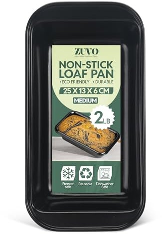 Zuvo - Non-Stick Loaf Tins for Baking Bread & Cakes – (2 LB / 900 G) Carbon Steel Bread Pans with Easy Release Coating – Durable, Oven & Dishwasher Safe
