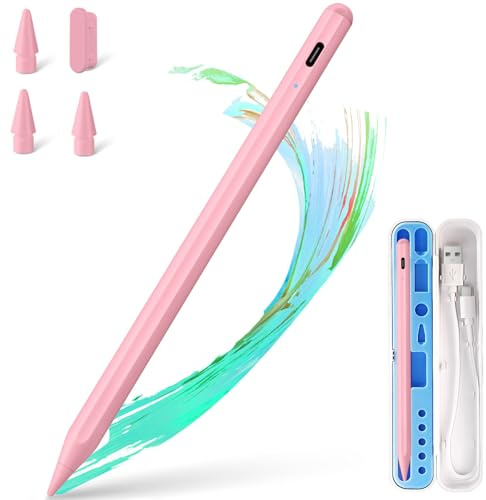 Stylus Pen für iPad Apple: (2018-2025) Schnelles Aufladen für i Pad Pencil Apple Pen mit Handflächenerkennung– Stift für i-Pad 11/10/9/8/7/6, Pro M4/12.9/11/13, Air 3/4/5/M2/M3, mini 7/6/5 (Rosa)