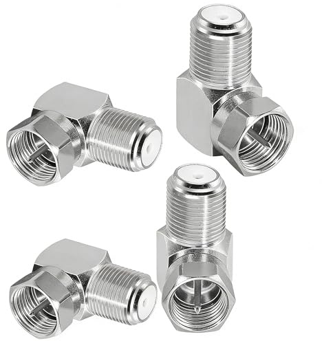 TNSLAND 4 Stück Sat Winkelstecker 90 Grad, F Stecker Winkel Adapter als Sat Kabel Verbinder, Sat Kabel Winkelstecker für TV Receiver Antennenanschluss, Satellitenkabel Adapter