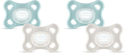 MAM Comfort Schnuller im 2er Set, 100% Silikon, mit Schnullerbox, 2-6 Monate, Neutral (Packung mit 2)