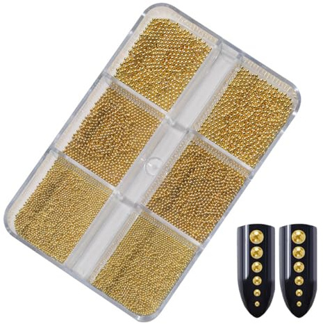 KAHZOR 1 Pièce Or Perle Nail Charms Pearls Caviar Strass Ongle Nail Art, Strass Ongle Nail Art, Mini Nail Caviar Beads pour Bijoux Ongles, Charms Ongles