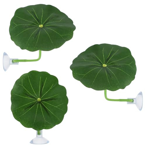 Xinjoduz Pack de 3 accessoires pour aquarium de poisson betta, Hamac en plastique pour aquarium avec coussin en forme de feuille pour décoration d'aquarium, décoration d'aquarium sûre et douce avec