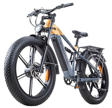 BURCHDA Doppelter Motor 190 Nm E Bike für Herren Damen mit 48V 20Ah Akku | Bis zu 100 km 26x4 Zoll Elektrofahrrad 7-Gang Schaltung Offroad E-Mountainbike mit Hydraulische Bremsen Vollfederung K03