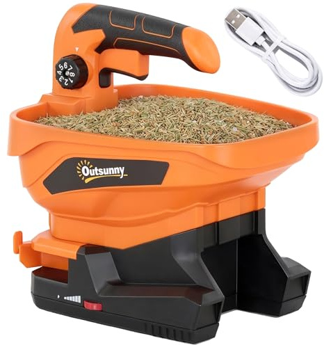 Outsunny Esparcidor Portátil 3,3 L 8 Niveles de Flujo Puerto USB Naranja