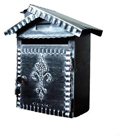 Sport Tent-Briefkasten Edelstahl Postkasten Antik-Look Mailbox Letterbox abschließbare Wandbriefkasten Zeitungskasten mit klappe, schwarz (B)