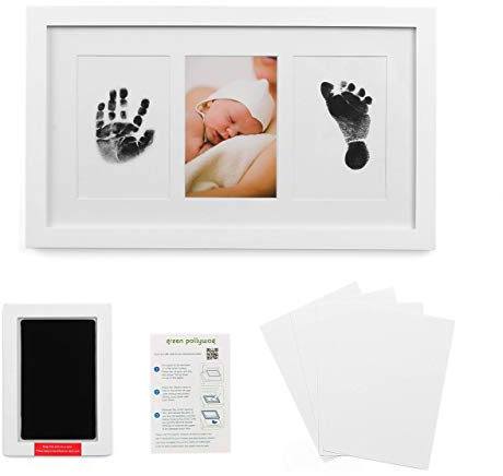 Green Pollywog Baby Handprint and Footprint Picture Frame Kit