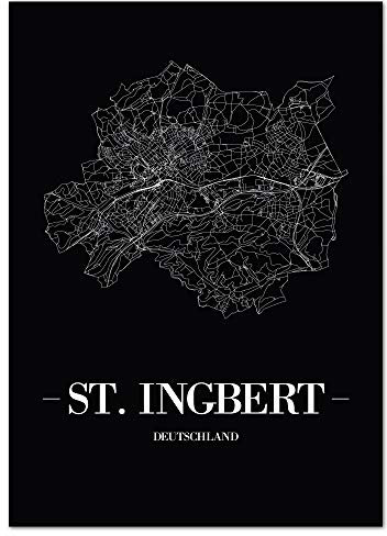 JUNIWORDS Stadtposter - Wähle Deine Stadt - St. Ingbert - 60 x 90 cm Poster - Schrift A - Schwarz