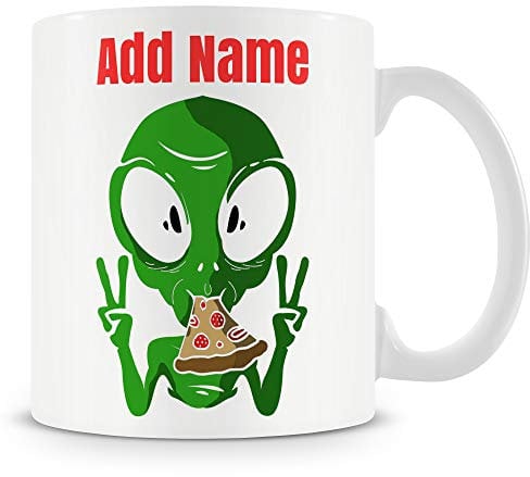 Novelty Funny Pizza Alien Gift Mug