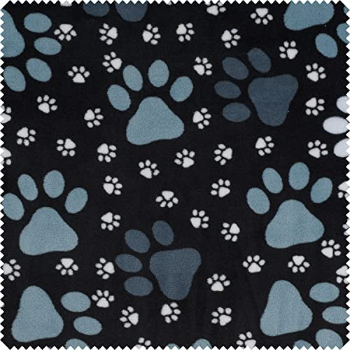 Fleece-Stoff Pfoten-Schwarz, 150 cm breit, Meterware