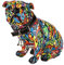 Dreamlight Moderne Skulptur Dekofigur Mops Hund POP Art aus Kunststein Mehrfarbig 20x17 cm