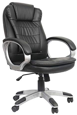 VOSSBACH Bürostuhl Schreibtischstuhl Kunstleder Chefsessel Drehstuhl Höhenverstellbar Büro Gaming Stuhl Schwarz Schreibtisch Sessel 150kg