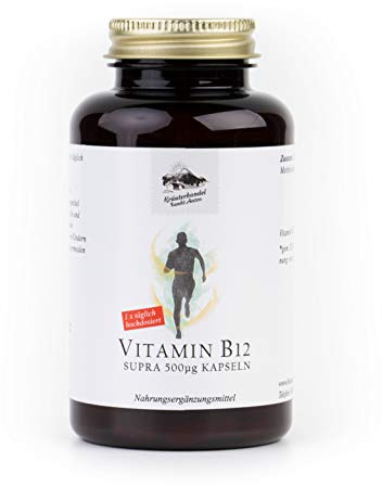 KRÄUTERHANDEL SANKT ANTON - Vitamin B12-500 mcg Vitamin B12 - Hochdosiert - Laborgeprüft - Deutsche Premium Qualität (185 Kapseln)