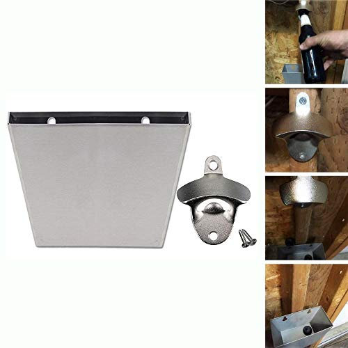 YChoice365 Bottle Opener, Stainless Steel Cap Catcher, Wall Mounted, with Bottle Cap Box