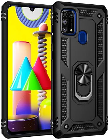 SORAKA Cover per Samsung Galaxy M31 con anello,Custodia in TPU Morbido Custodia Samsung Galaxy M21s Ultrasottile con piastra metallica per Supporto Auto Smartphone Magnetico