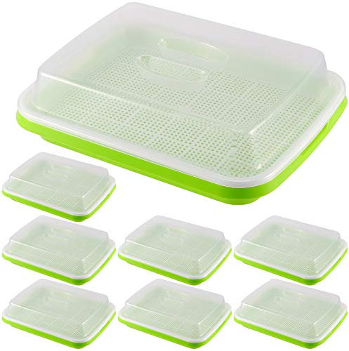 ZEONHAK Saatkeimschale, BPA-frei, große Kapazität, Samenkeimschale, gesunder Weizengras-Samen-Züchter mit Deckel für Anbau, Bohnensprossen, Katzengras, Weizengras, Mungbohnen, 8 Stück