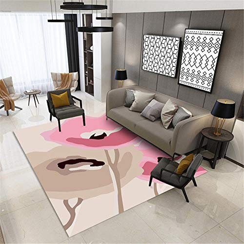 Teppichboden Auslegware Pink Wohnzimmer Teppich rosa abstrakte Blumenmuster einfachen Teppich haltbar Teppich Kinderzimmer Jungen 160 x 230 cm Teppich Kinderzimmer 5ft 3''X7ft 6.6''
