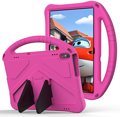 Tading Kids Case for Lenovo Tab M10/P10, Children Friendly EVA Foam Protective Stand Handle Cover Case for Lenovo Tab M10(TB-X605L/X605F) /M10 HD(X505L/X505F) [Not for M10 HD 2nd Gen X306F] - Hot Pink