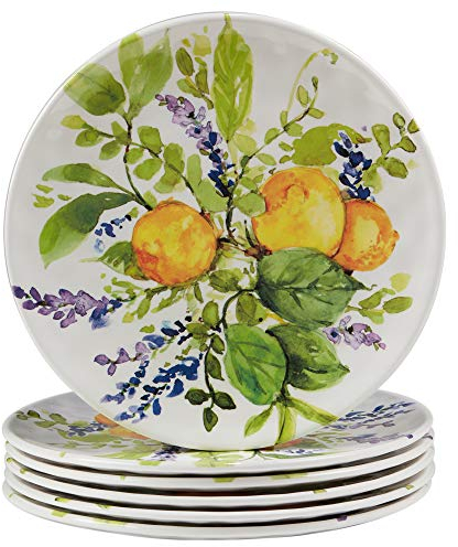 Certified International 32761SET6 Lemon Zest Melamine 9 Salad/Dessert Plates, Set of 6, Multicolor