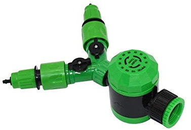 YZ-LIANG Equipos de riego automático 2 Horas de Agua de riego por Goteo Temporizador de 2 Maneras Toque Cuarto Divisor de riego for Jardines Tap Grúas 3/8 Manguera de jardín Splitter 1 Set
