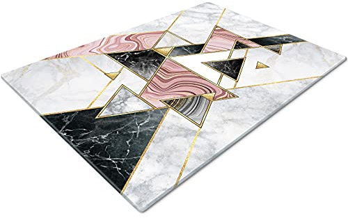 Glass Chopping Board | Non Slip Worktop Saver for Kitchen | Small Geometric Board in Black, Grey, Pink