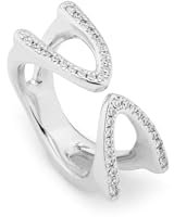 Uno de 50 Ring aus Metalllegierung aus Sterlingsilber mit offener Halbellipsenform und Topasen