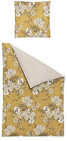 Irisette Edel-Feinbiber Bettwäsche Set Bettwäsche 2 teilig Bettbezug 155 x 200 cm Kopfkissenbezug 80 x 80 cm Feel 8305-15 Gold