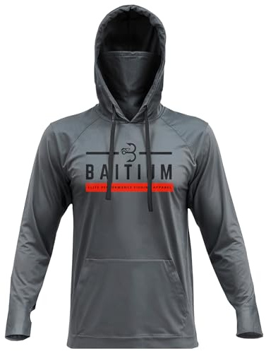 Fishing Shirts for Men,UPF50 Hooded Long Sleeve with Gaiter, Sun Protection Dry Fit Apparel, Cooling Moisture Wicking with Face Mask, Fishing Clothes for Men - (X-Large, Grey)