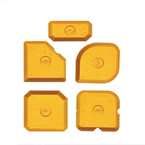 D/H Set Silikonabzieher Fugenglätter für Silikon/Acryl Fugen (1 Set Silikonabzieher 5 teilig), Gelb