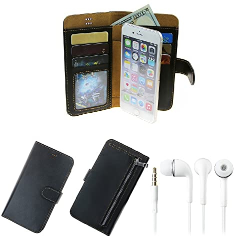 K-S-Trade Für LG Electronics Q60 Hülle TOP Set Handy Hülle Schutz Hülle Für LG Electronics Q60 Schwarz Aus Kunstleder + Kopfhörer Smartphone