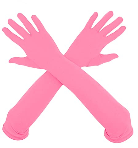 Aniler Unisex 18 Elbow Length Full Finger Costume Party Stretchy Gloves, Pink, One Size