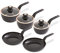 Tower T800232BLK Cavaletto 5 Piece Cookware Set with 16cm, 18cm, 20cm Saucepans and 24cm, 28cm Non-Stick Frying Pans, Black & Rose Gold