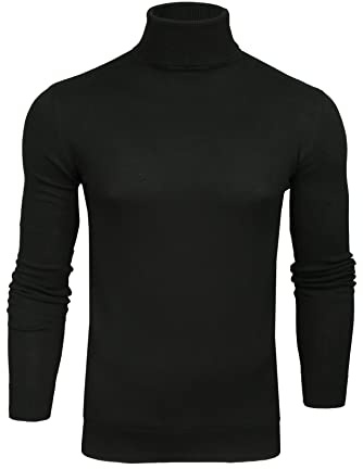 BRAVE SOUL Mens Polo Roll Neck Jumper Hume (Black - 4) XL