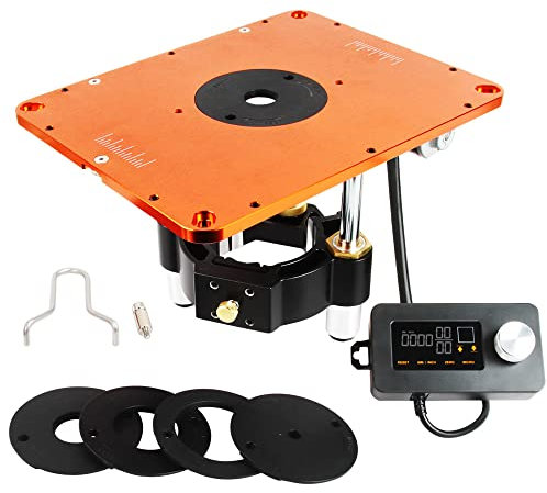 O'SKOOL Automatische Oberfräsen-Hebesysteme für Motoren mit 8,9 cm Durchmesser, 24,9 x 29,5 cm Platte, 5-teiliges Einsatzring-Set