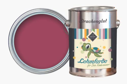 Caleo Color Lehmfarbe DRACHENGLUT Rot, 2,25 Liter - ökologische Wandfarbe für Wohnzimmer und Co. - hoch deckend, tropffrei, geruchsneutral