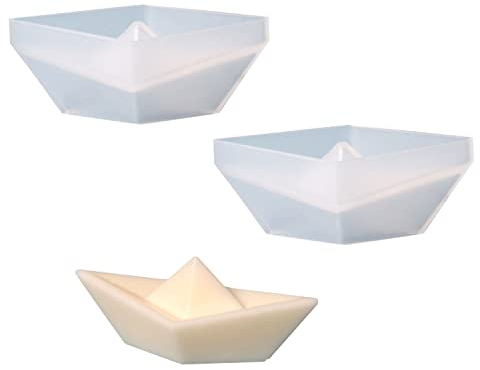 2 stück Papierboot-Kerzenform, DIY-Tropfen Wachs Schimmel, 3D-Origami-Boots-Silikonform, transparente Seifenform, wiederverwendbare Form, für Seife, Kerzenherstellung, Basteldekoration (30 * 86 mm)