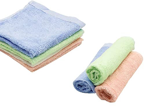 4Pcs Bamboo Face Cloth, Soft Flannel Face Cloth, 25 * 25CM Reusable Soft Bamboo Wash Cloths for Babies, Flannels Wash Cloth Face Towels for Adults Kids Sports Beatuty