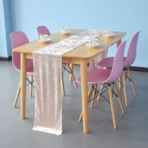 WedDecor Lot de 5 chemins de table en velours écrasé de qualité supérieure - Tissu doux à paillettes pour cuisine, mariage, banquet et événements spéciaux, fête, décoration de table - Rose pâle
