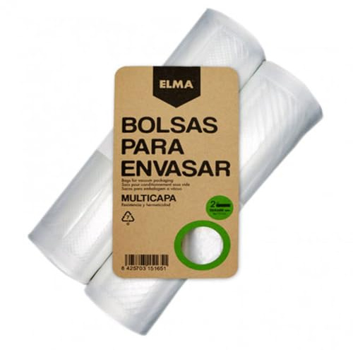 Rollos para Envasar al Vacío Alimentos, Bolsas Envasar al Vacío Alimentos | Sistema Gofrado, Diseño Multicapa, Sin BPA, Fabricación Italiana | 30 x 600 cm, 2 Unidades